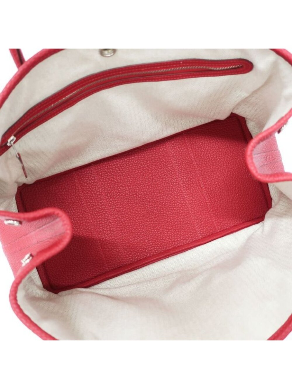 Hermes Garden Party PM Handbag Red Silver Hardware Negonda T Stamp - Picture 6 of 10